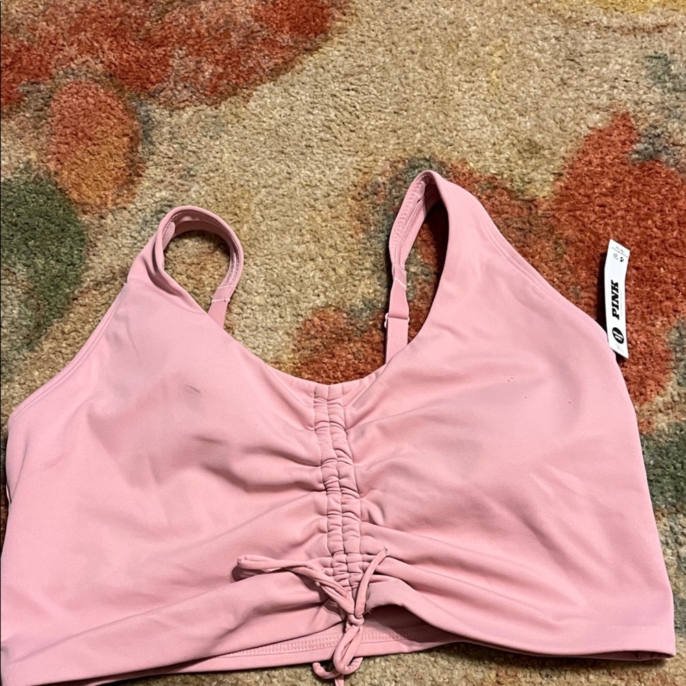 Pink Ruched Sports Bra